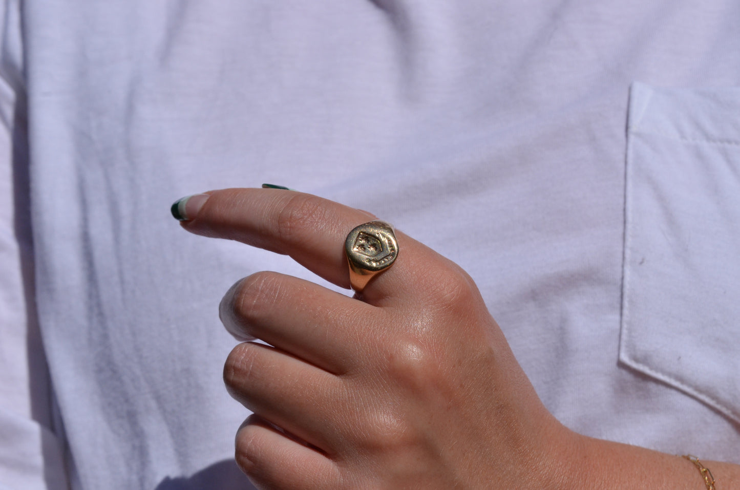 Large Vintage Crest Signet Ring