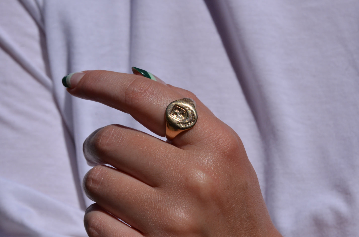 Large Vintage Crest Signet Ring