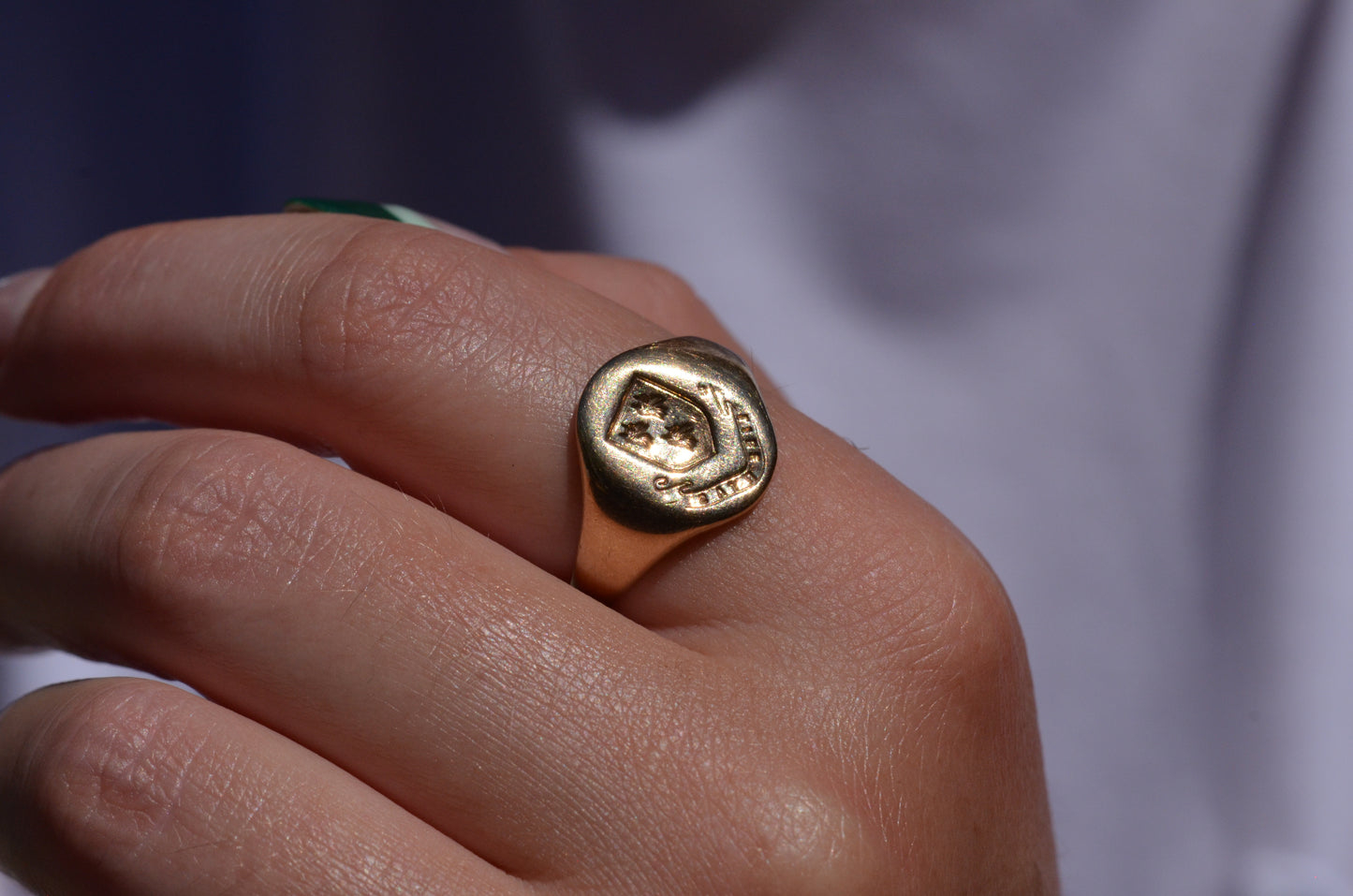 Large Vintage Crest Signet Ring