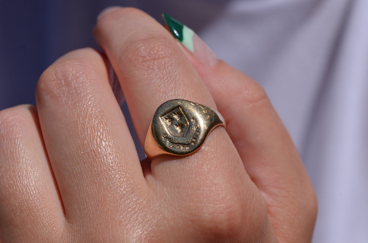 Large Vintage Crest Signet Ring