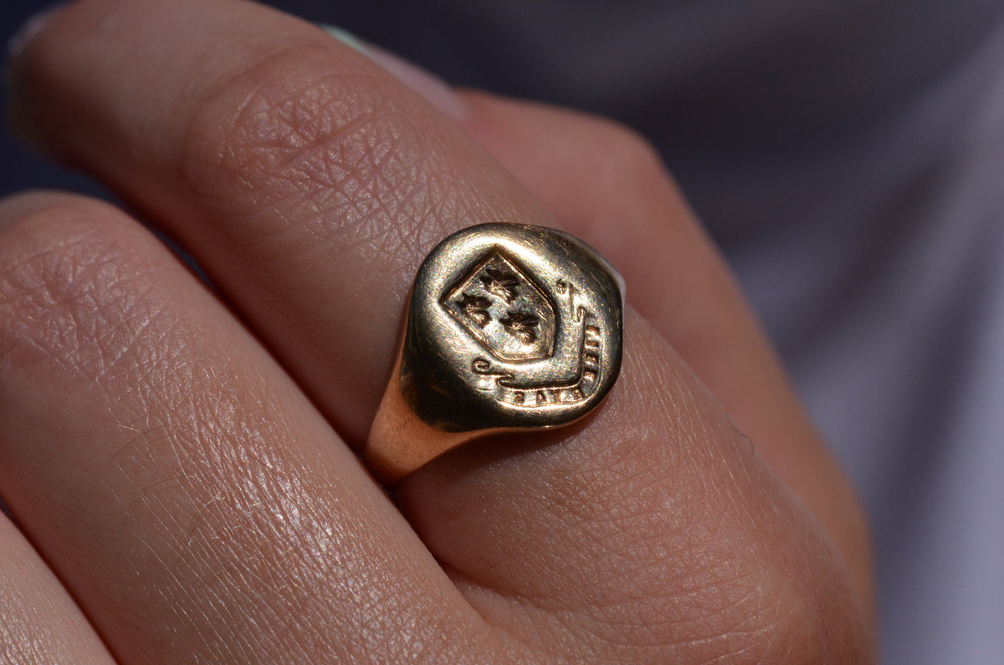 Large Vintage Crest Signet Ring