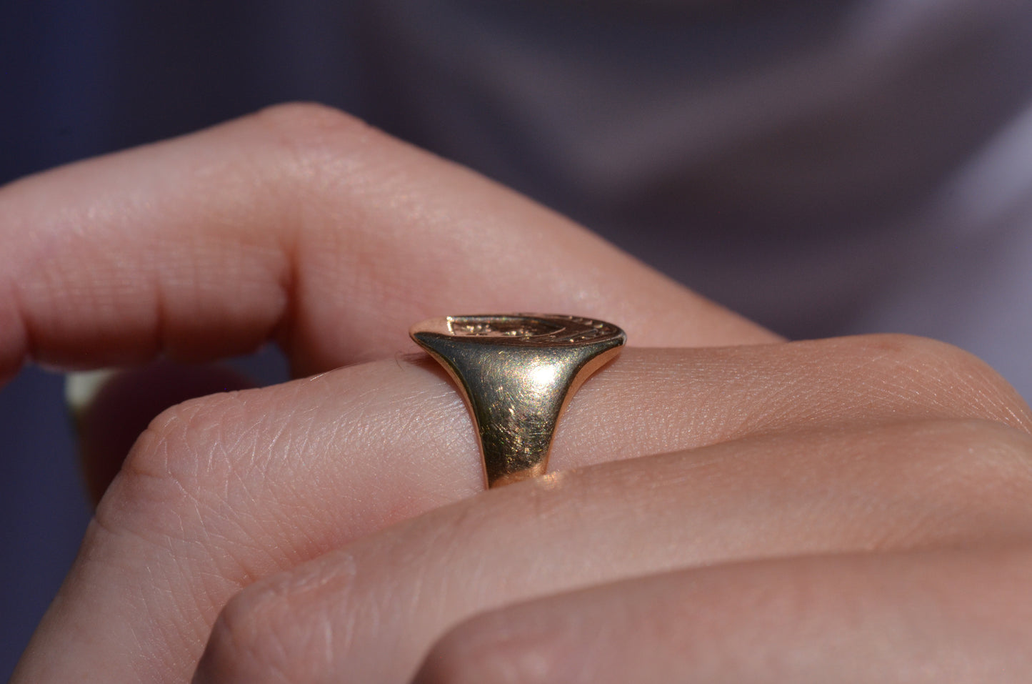 Large Vintage Crest Signet Ring