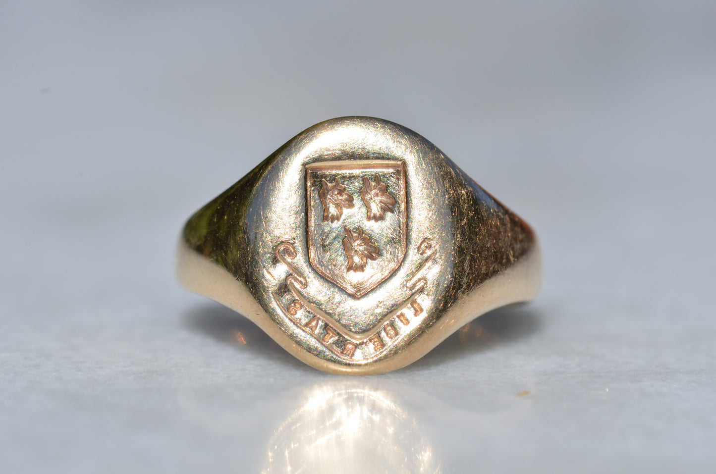 Large Vintage Crest Signet Ring