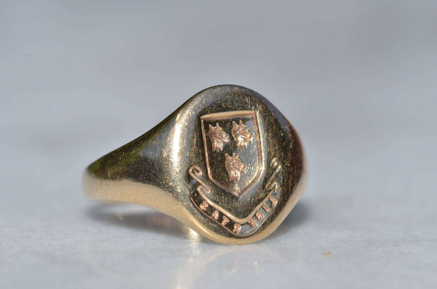 Large Vintage Crest Signet Ring