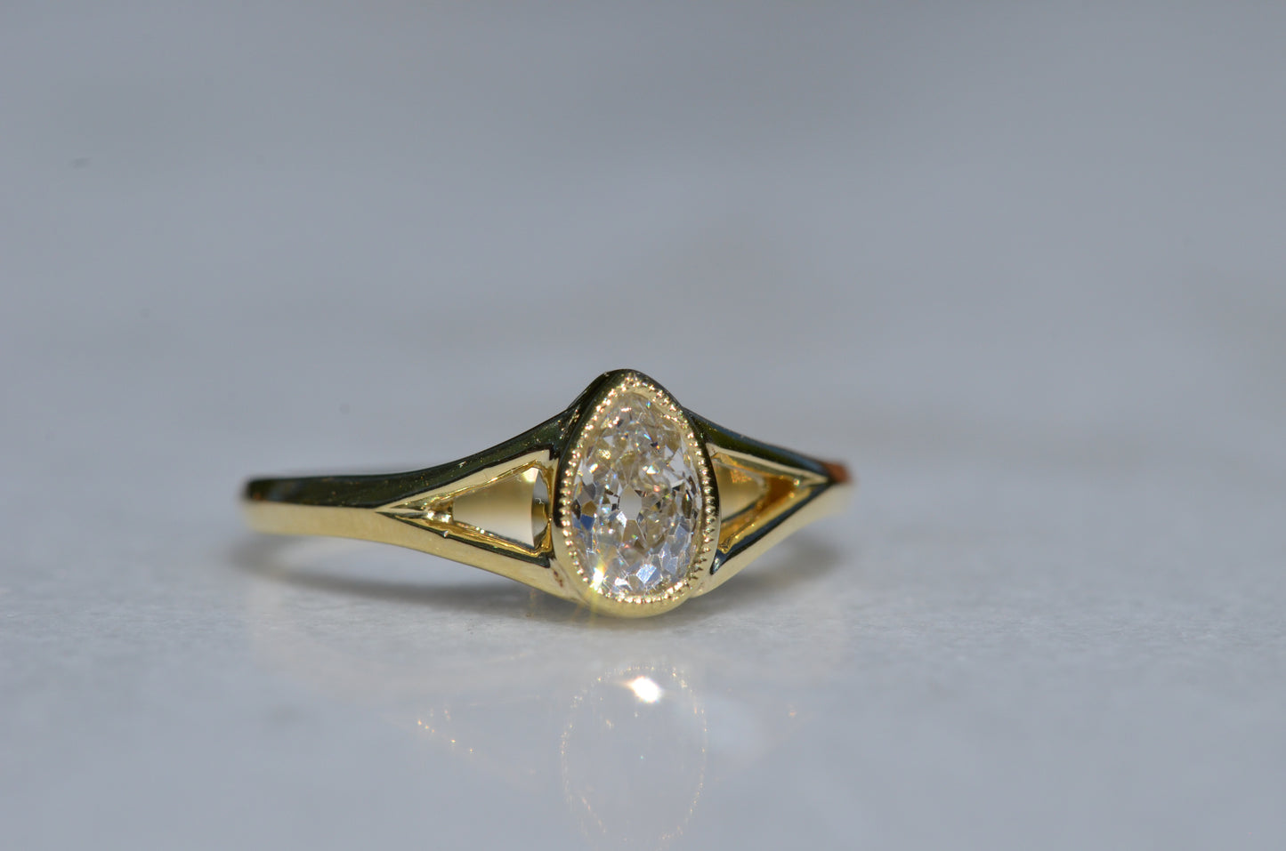 Exceptional Antique Pear Diamond Solitaire