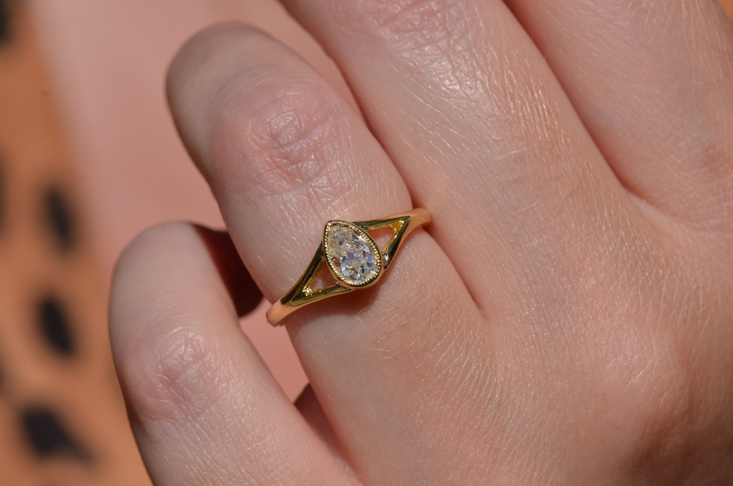 Exceptional Antique Pear Diamond Solitaire