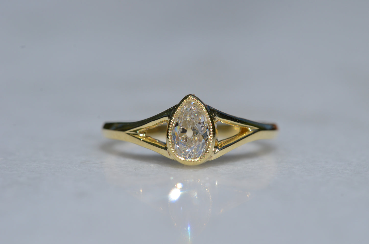 Exceptional Antique Pear Diamond Solitaire