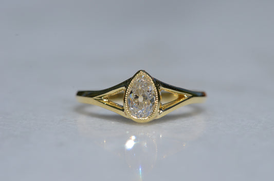 Exceptional Antique Pear Diamond Solitaire