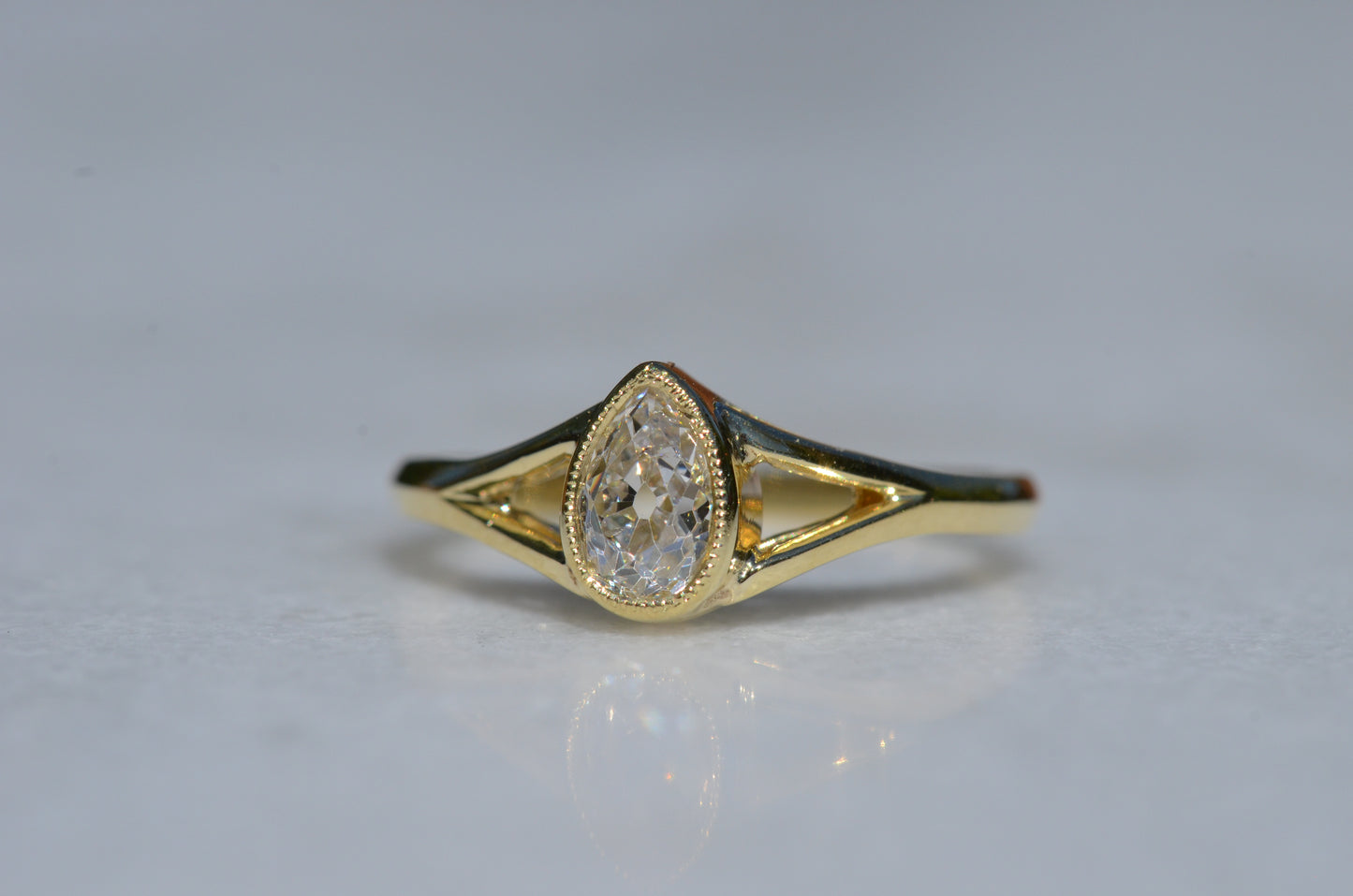 Exceptional Antique Pear Diamond Solitaire