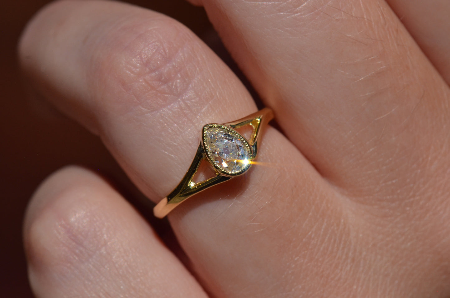 Exceptional Antique Pear Diamond Solitaire