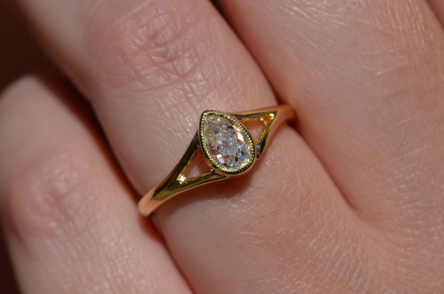 Exceptional Antique Pear Diamond Solitaire