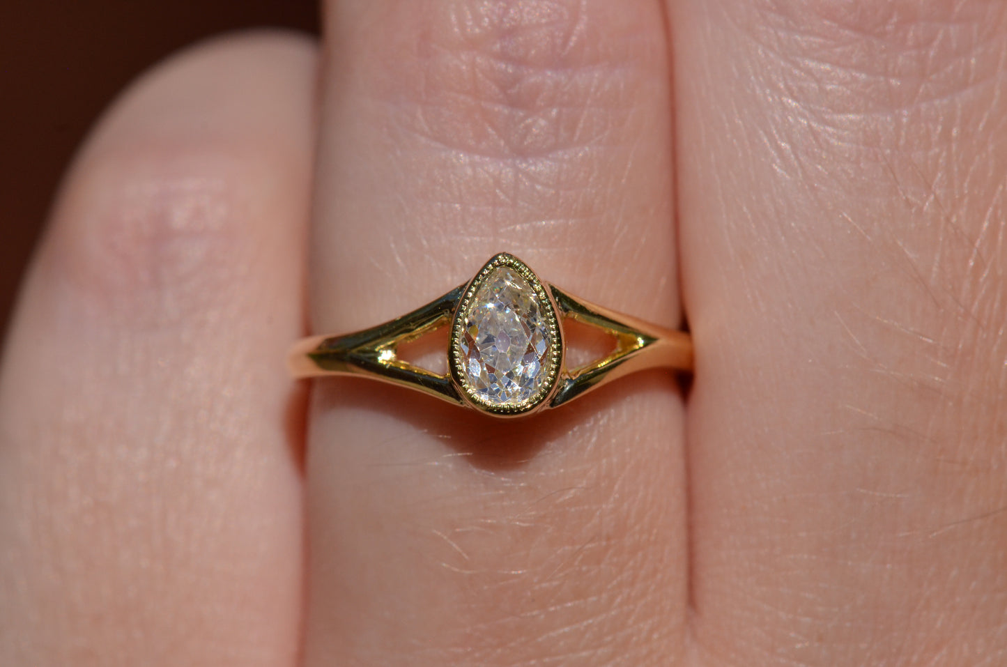 Exceptional Antique Pear Diamond Solitaire