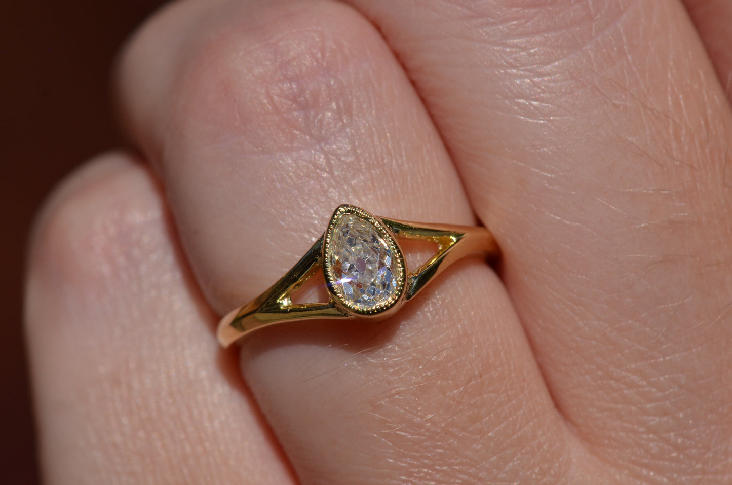 Exceptional Antique Pear Diamond Solitaire