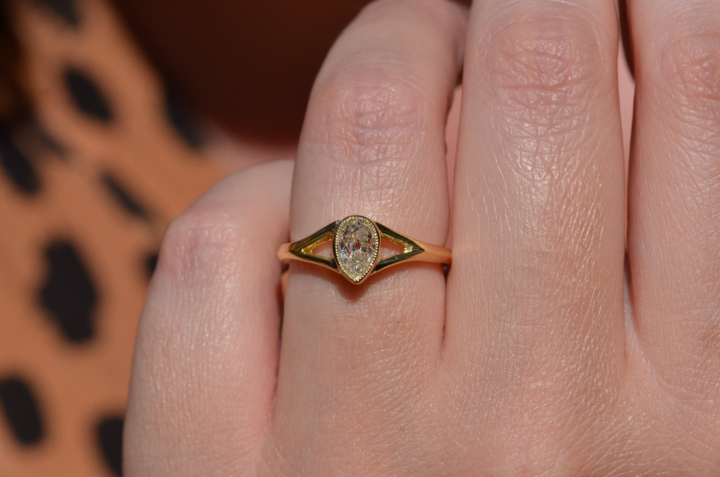 Exceptional Antique Pear Diamond Solitaire