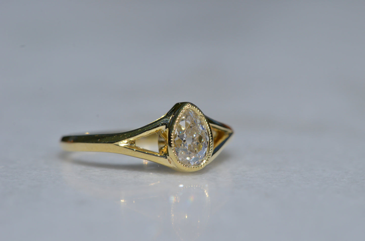 Exceptional Antique Pear Diamond Solitaire