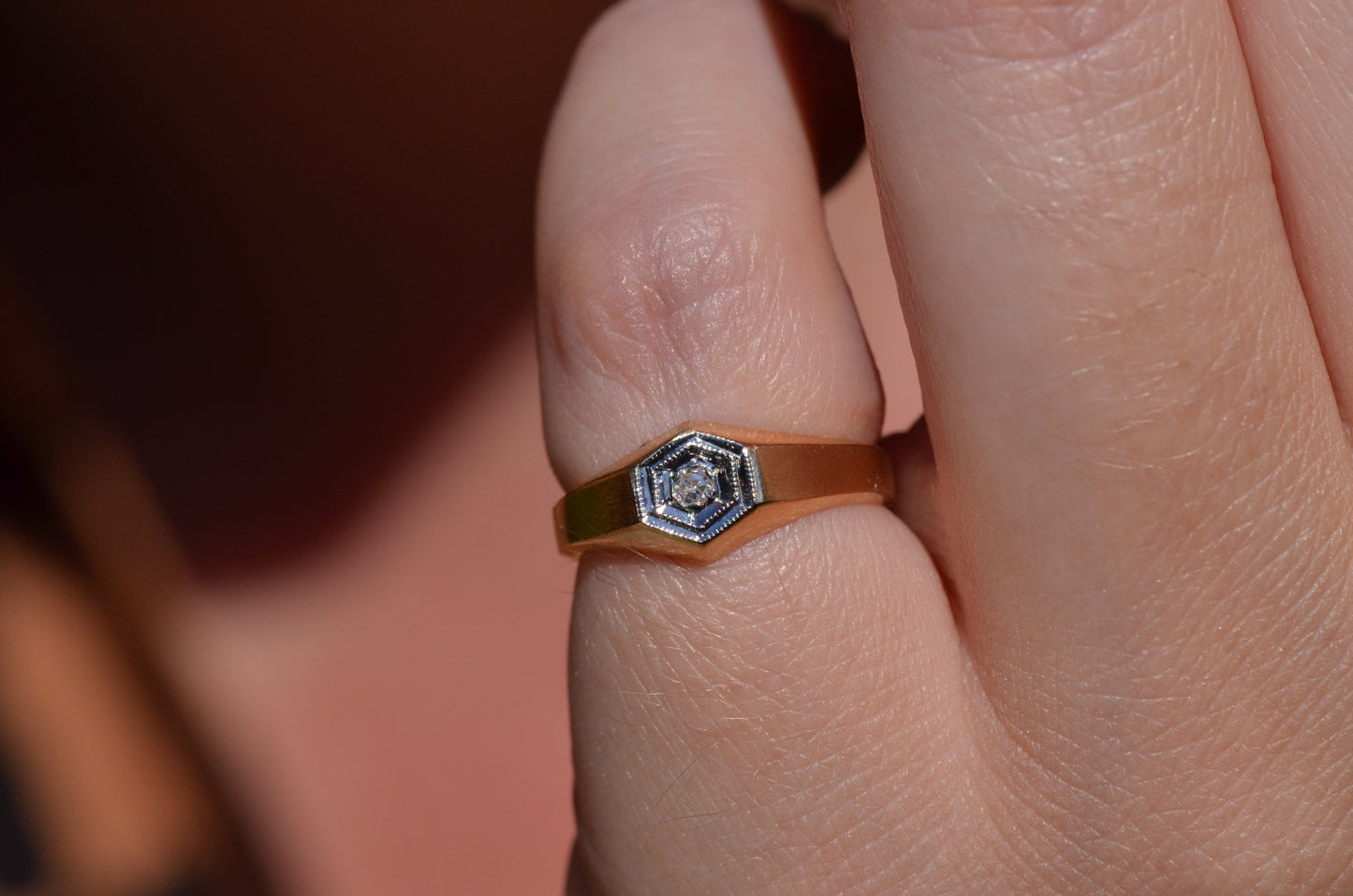 Petite Hexagon Diamond Ring