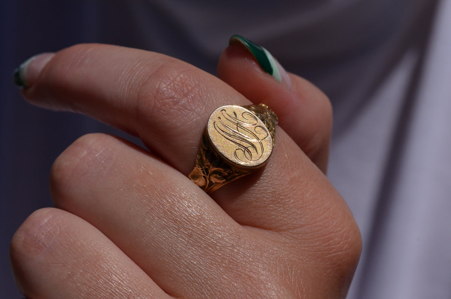 Heavy Antique Dual Portrait Locket Signet Ring MA