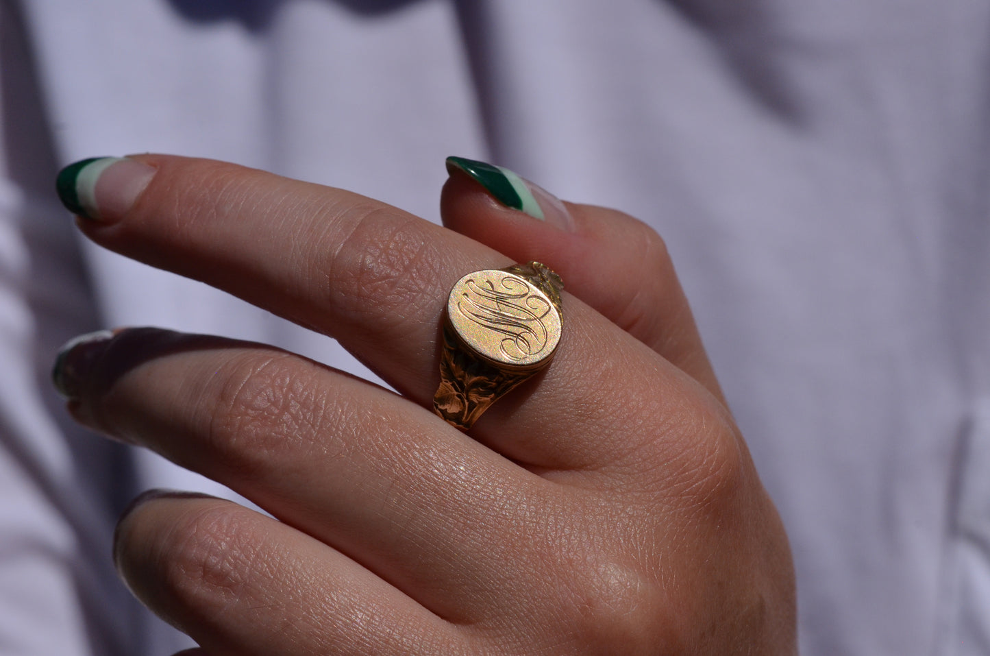 Heavy Antique Dual Portrait Locket Signet Ring MA