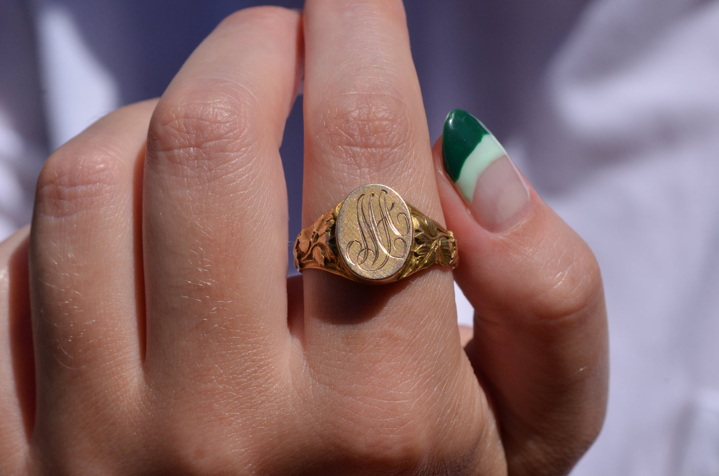 Heavy Antique Dual Portrait Locket Signet Ring MA