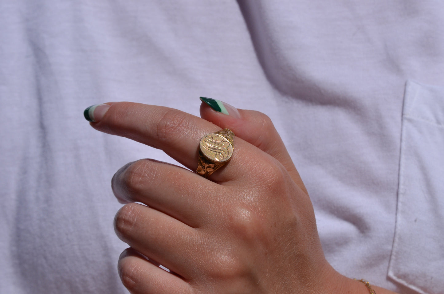 Heavy Antique Dual Portrait Locket Signet Ring MA