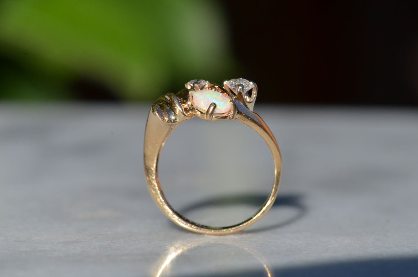 Bold Vintage Diamond and Opal Cocktail Ring