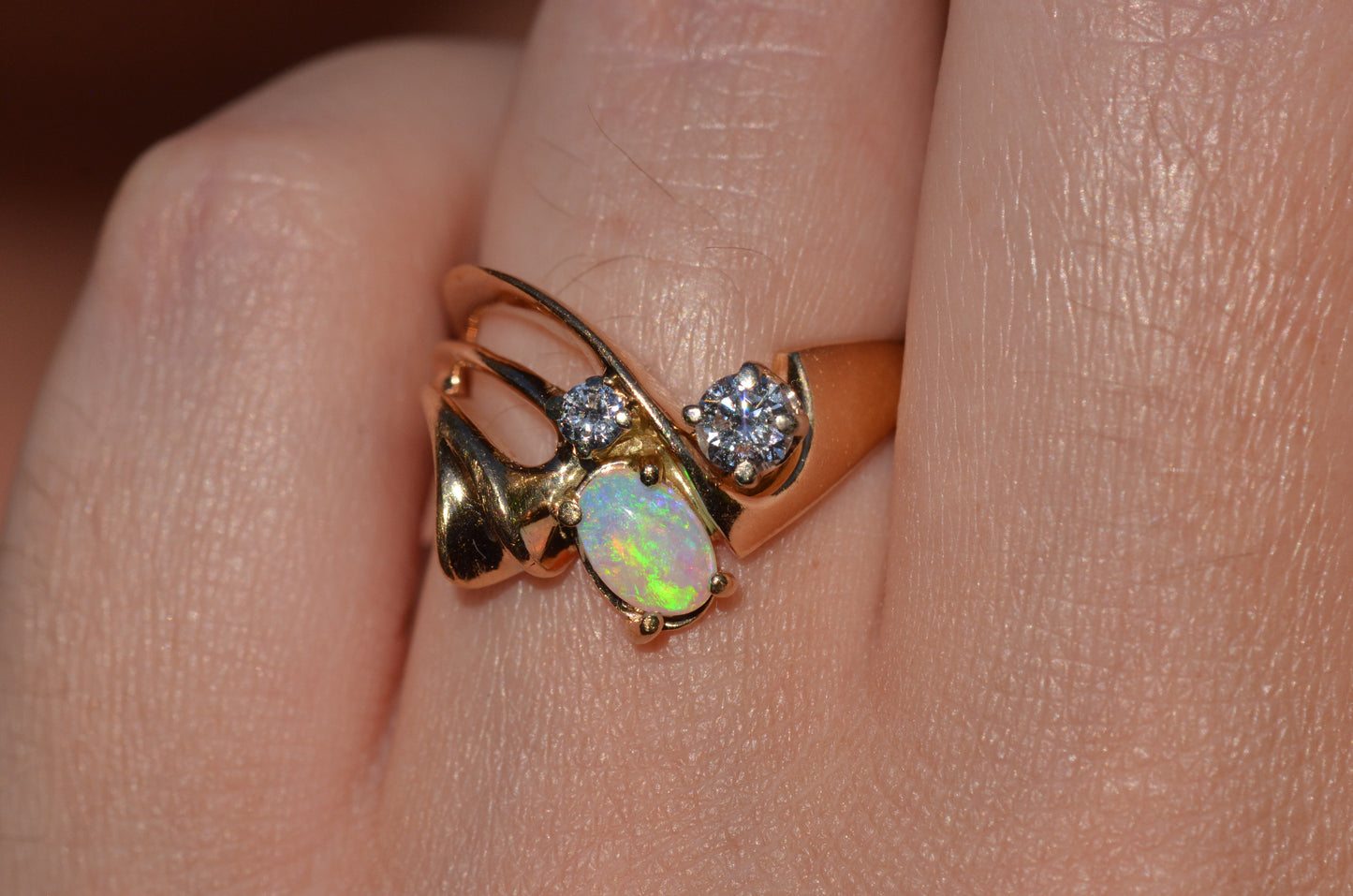 Bold Vintage Diamond and Opal Cocktail Ring