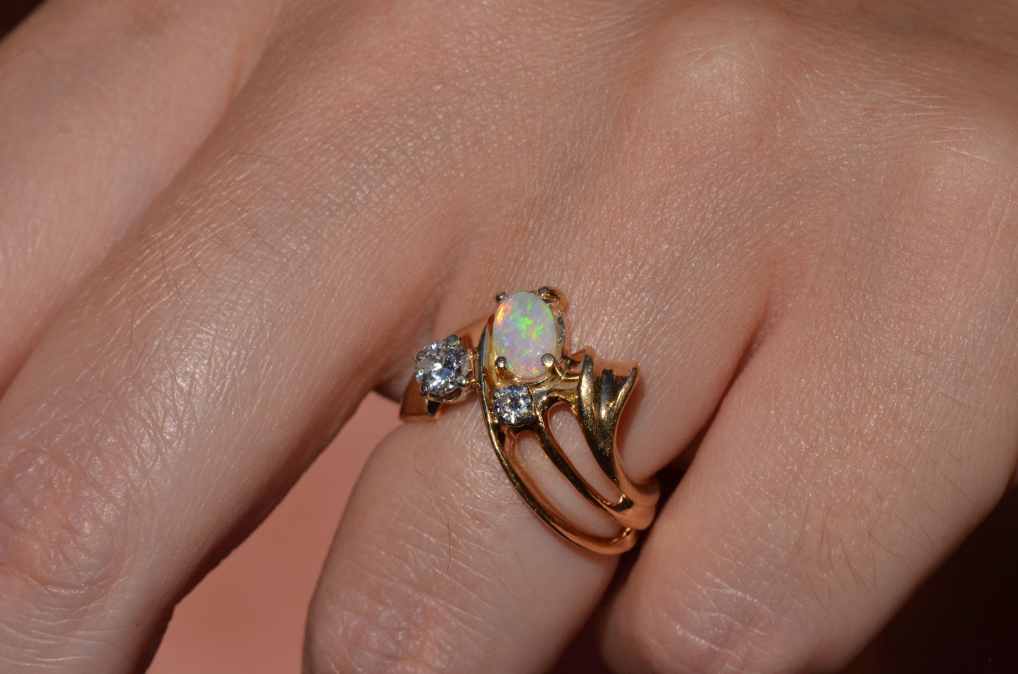 Bold Vintage Diamond and Opal Cocktail Ring