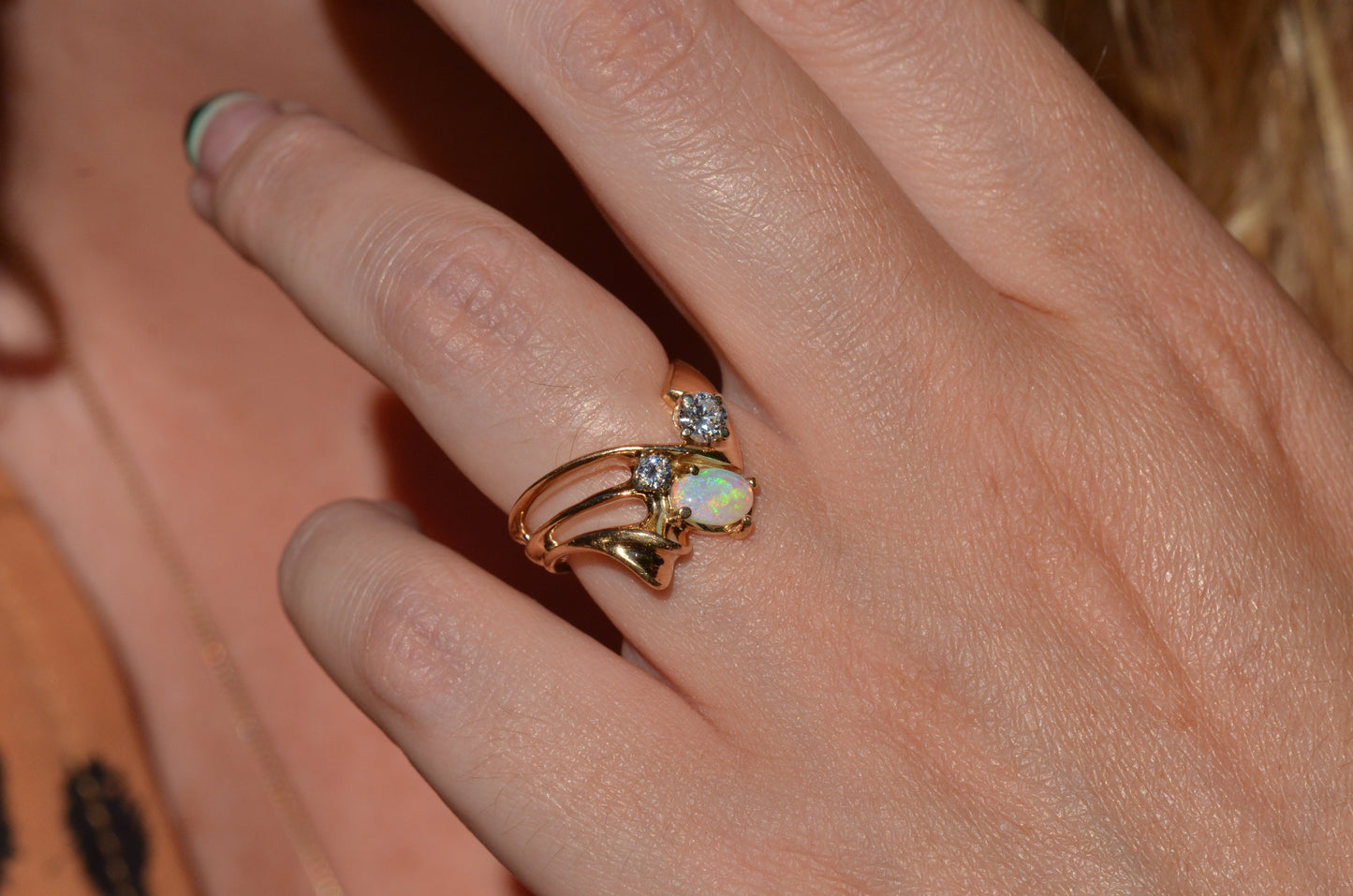 Bold Vintage Diamond and Opal Cocktail Ring