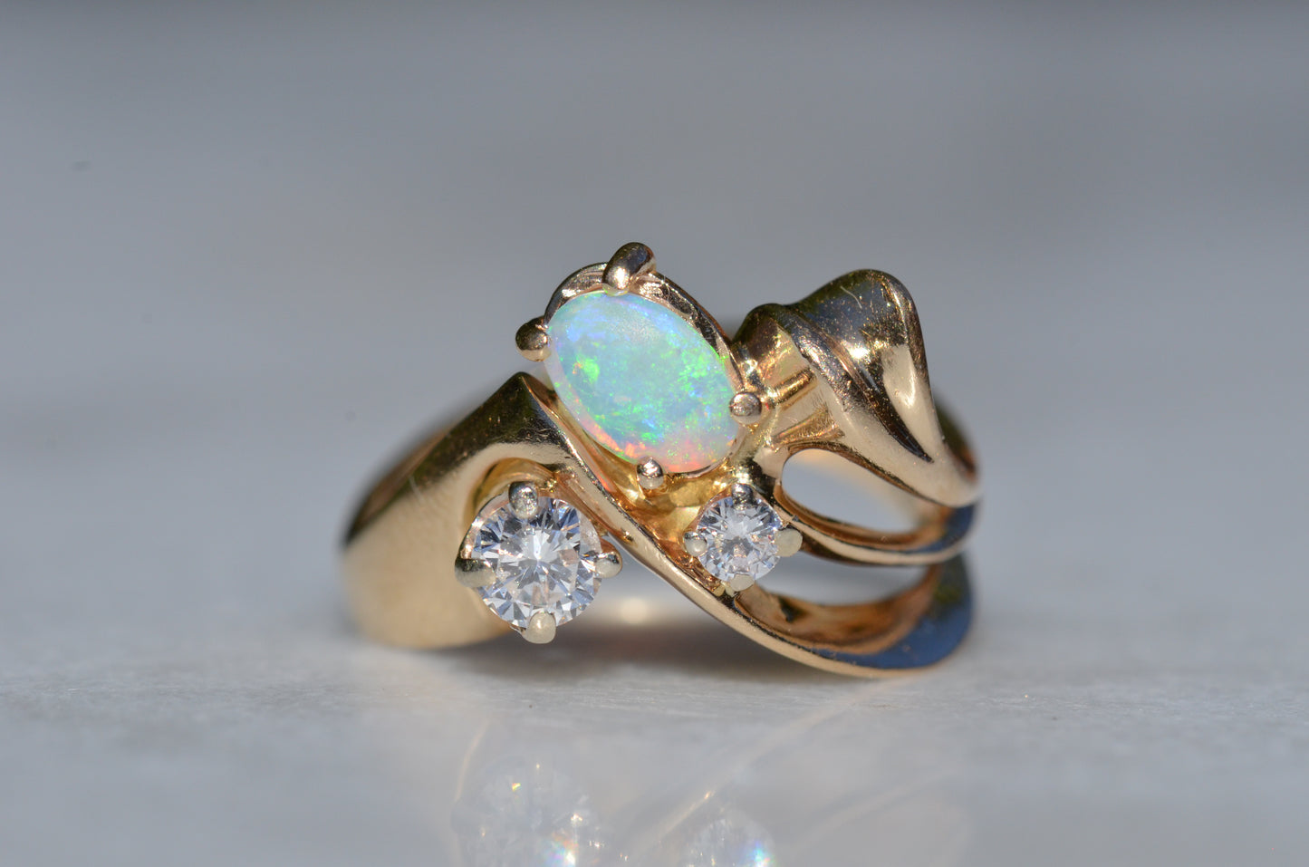 Bold Vintage Diamond and Opal Cocktail Ring