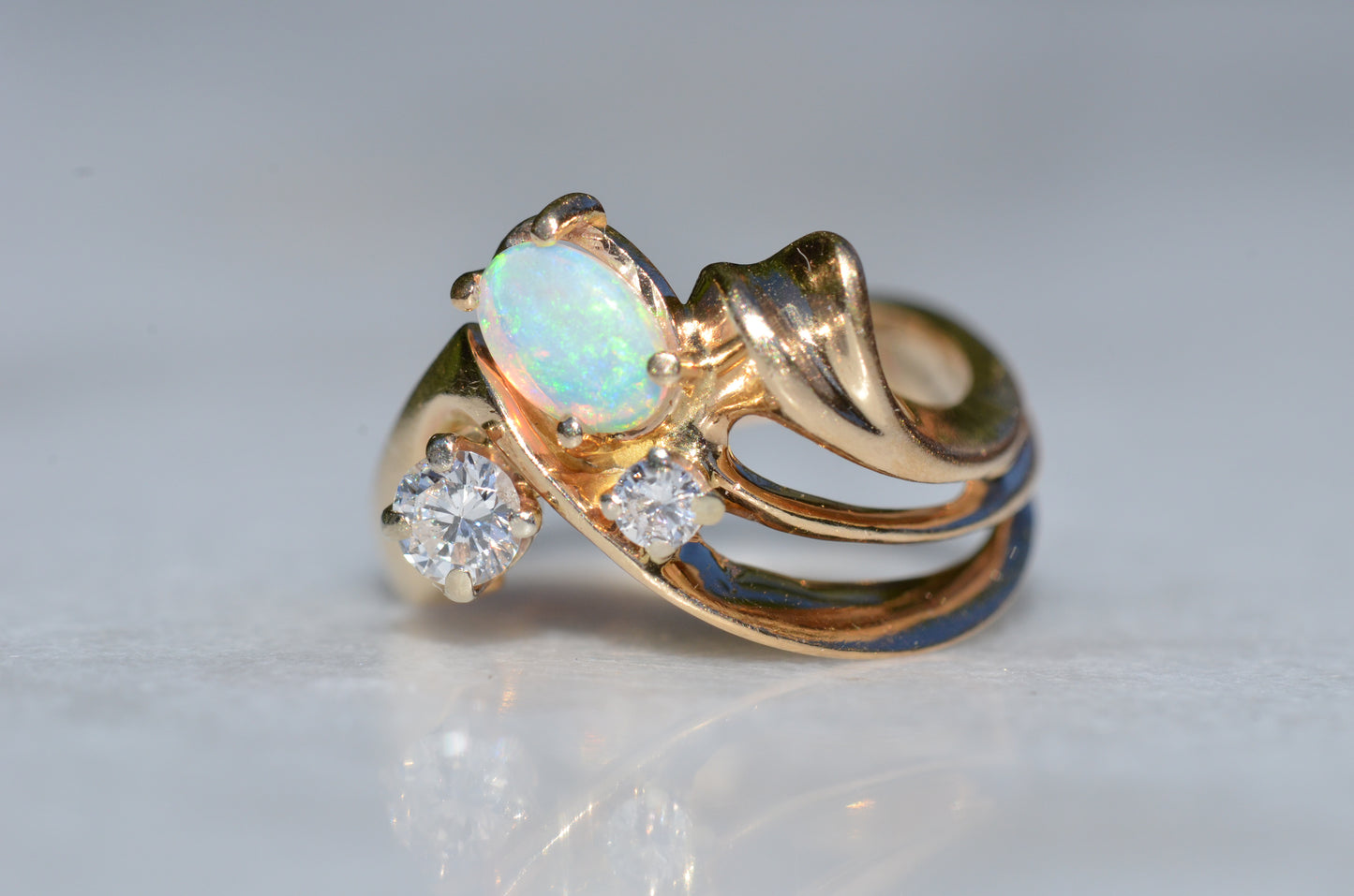 Bold Vintage Diamond and Opal Cocktail Ring