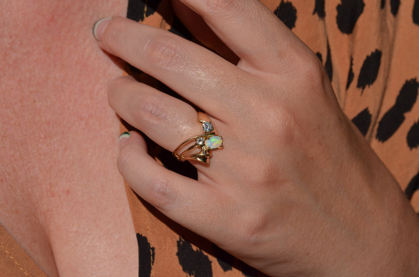 Bold Vintage Diamond and Opal Cocktail Ring