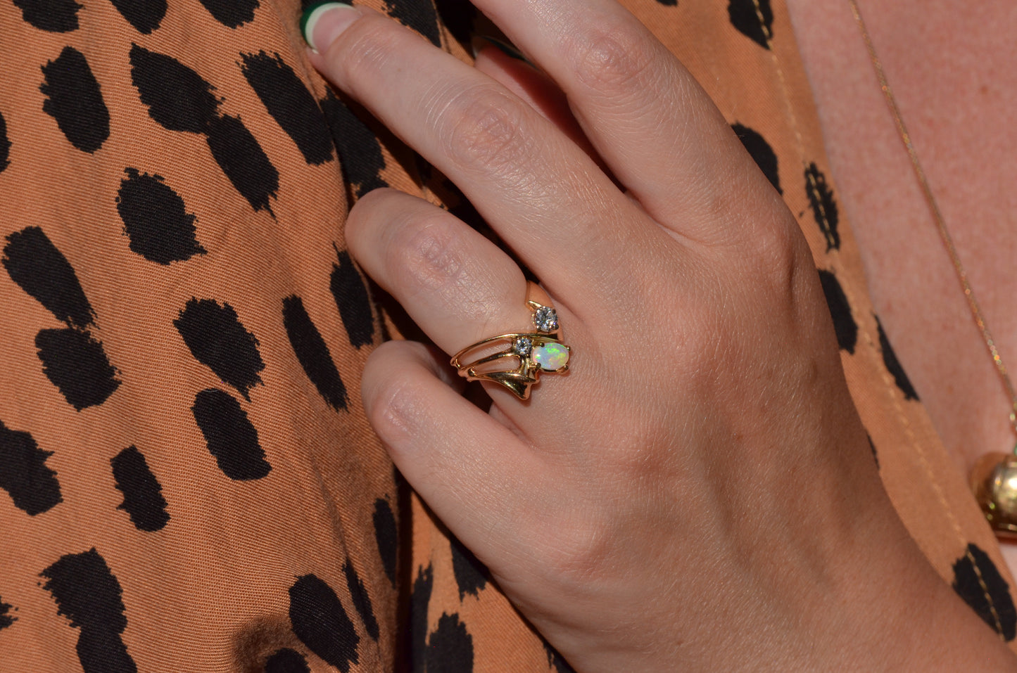 Bold Vintage Diamond and Opal Cocktail Ring