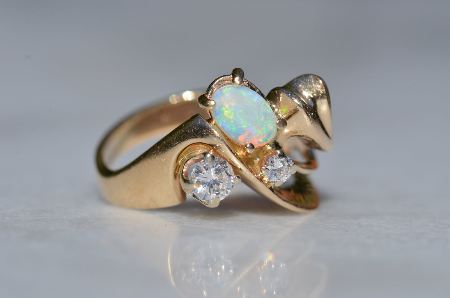 Bold Vintage Diamond and Opal Cocktail Ring