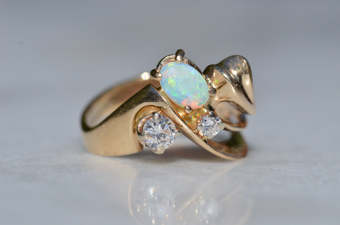 Bold Vintage Diamond and Opal Cocktail Ring