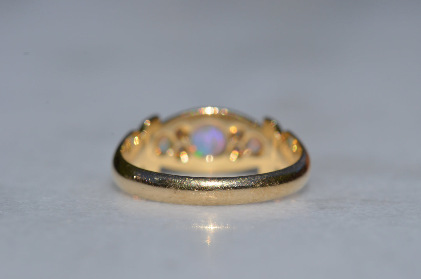 Slim Antique Opal Boat Ring