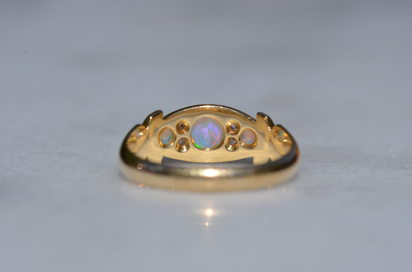 Slim Antique Opal Boat Ring