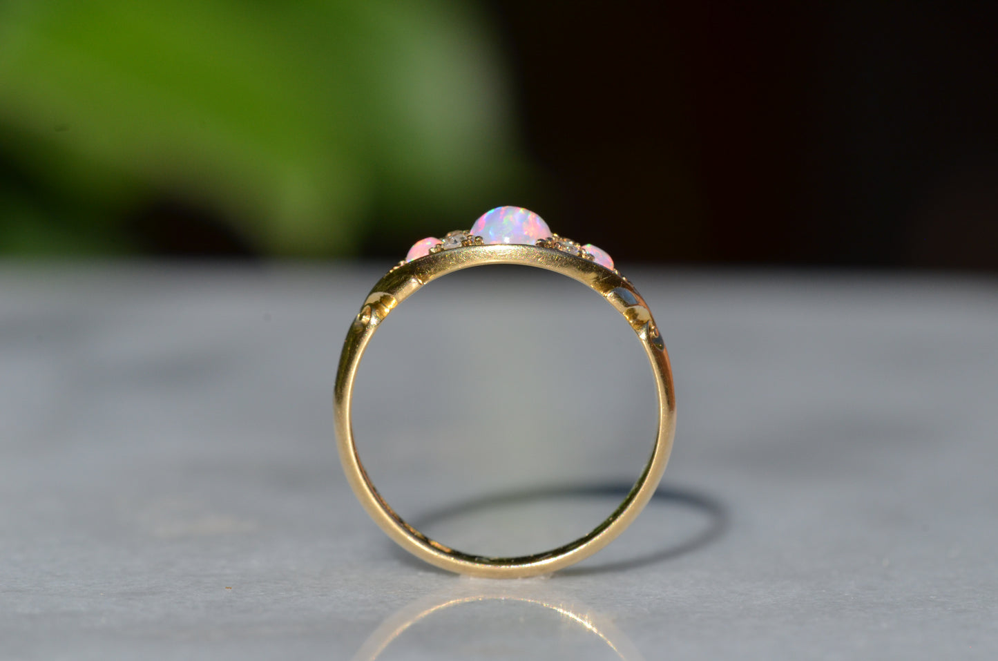 Slim Antique Opal Boat Ring