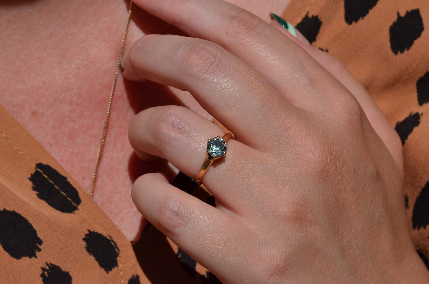 Vibrant Vintage Blue Zircon Ring