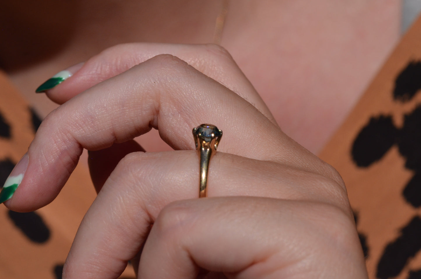 Vibrant Vintage Blue Zircon Ring