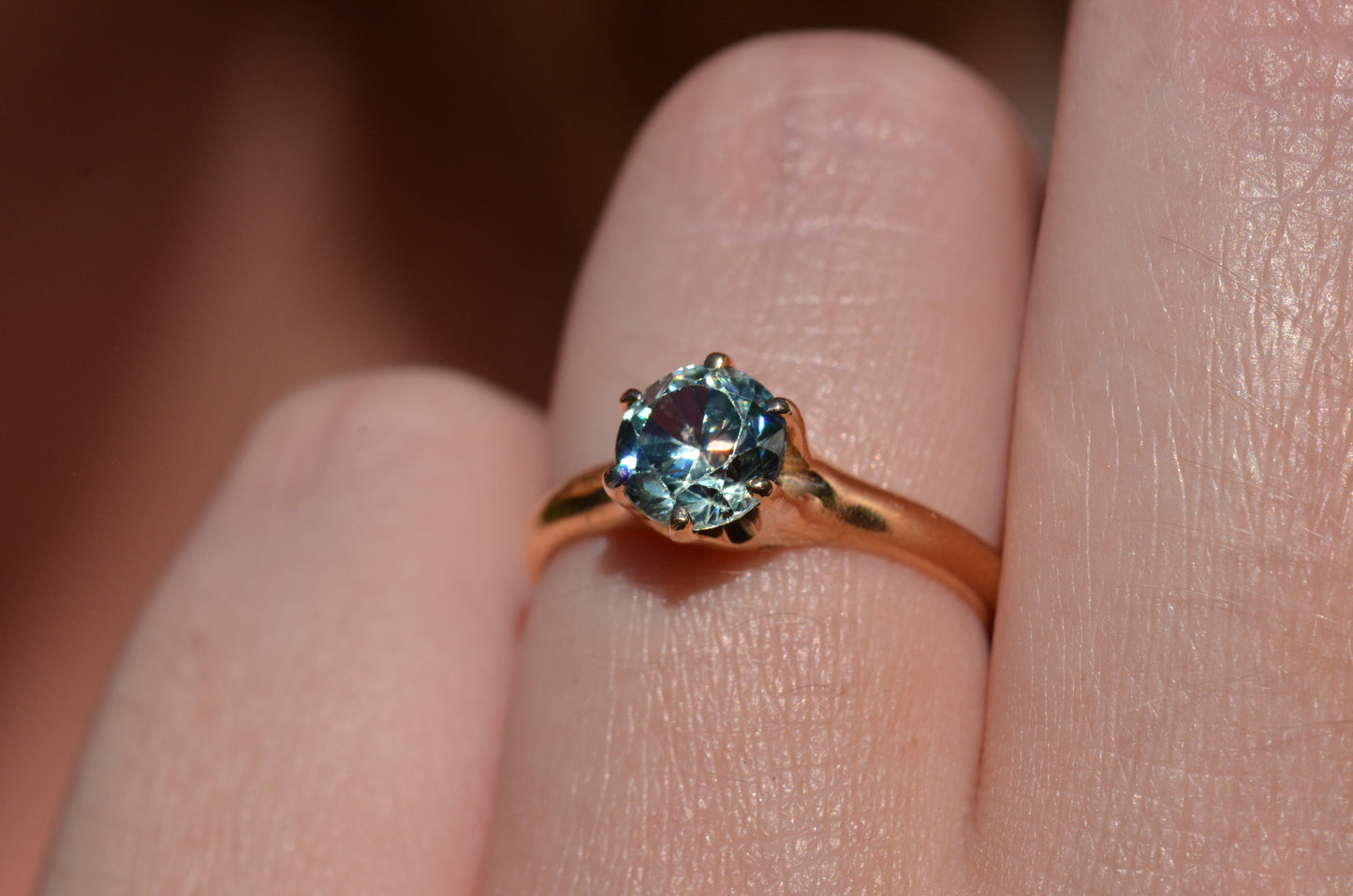 Vibrant Vintage Blue Zircon Ring