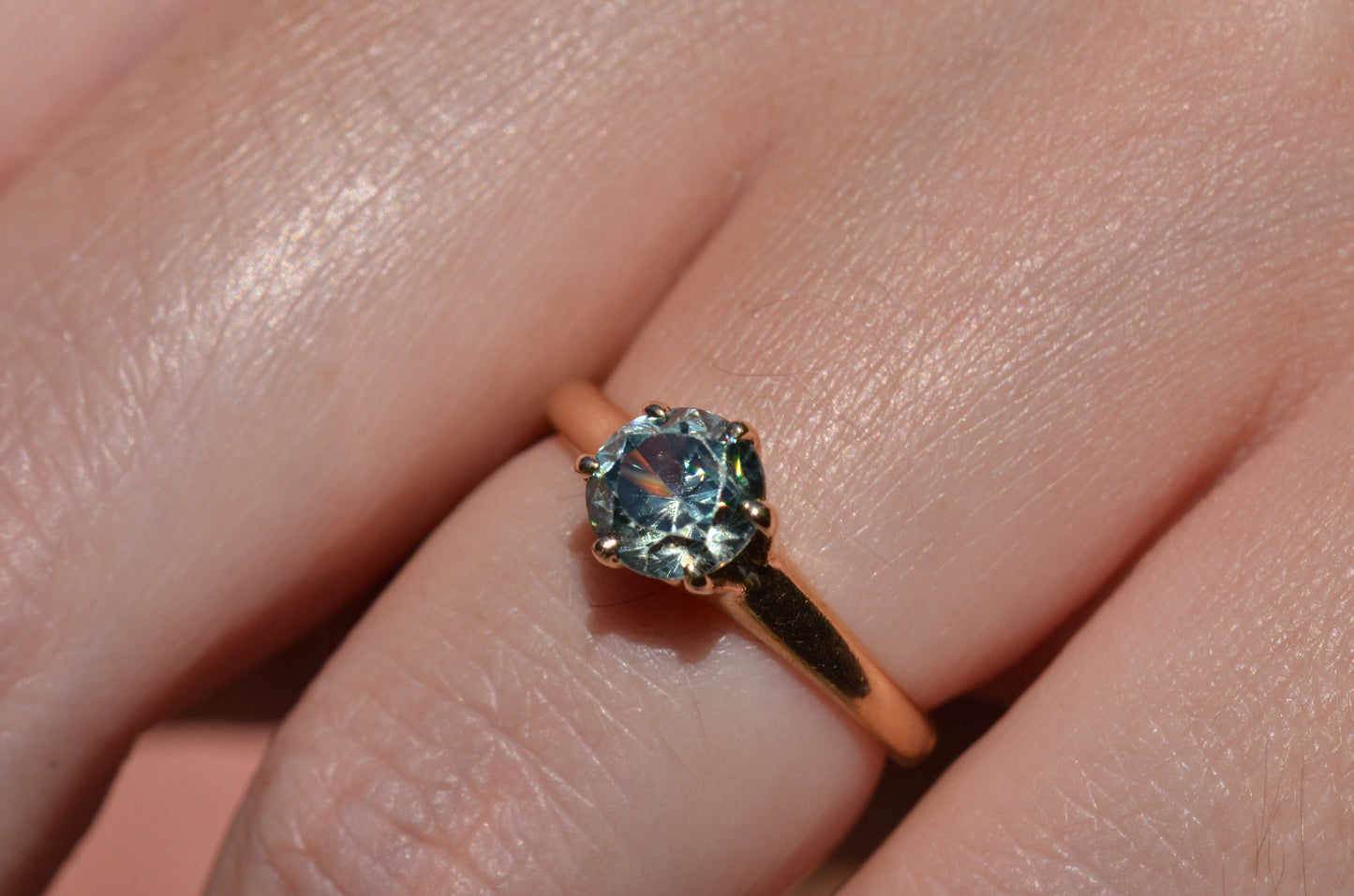 Vibrant Vintage Blue Zircon Ring