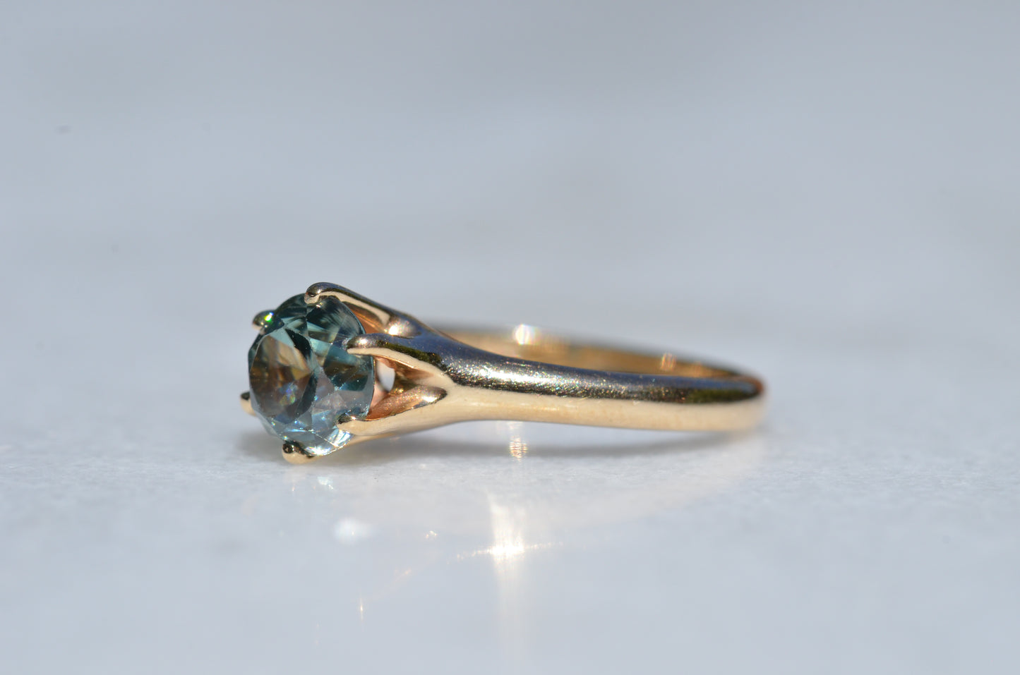 Vibrant Vintage Blue Zircon Ring