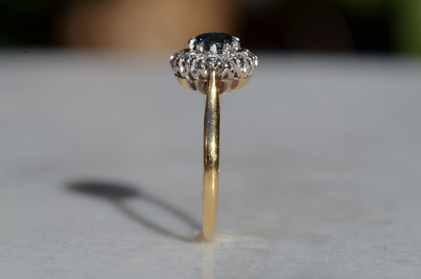 Rich Vintage Sapphire Diamond Halo Ring