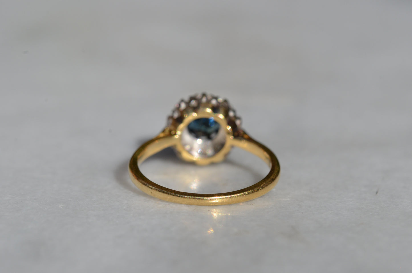 Rich Vintage Sapphire Diamond Halo Ring