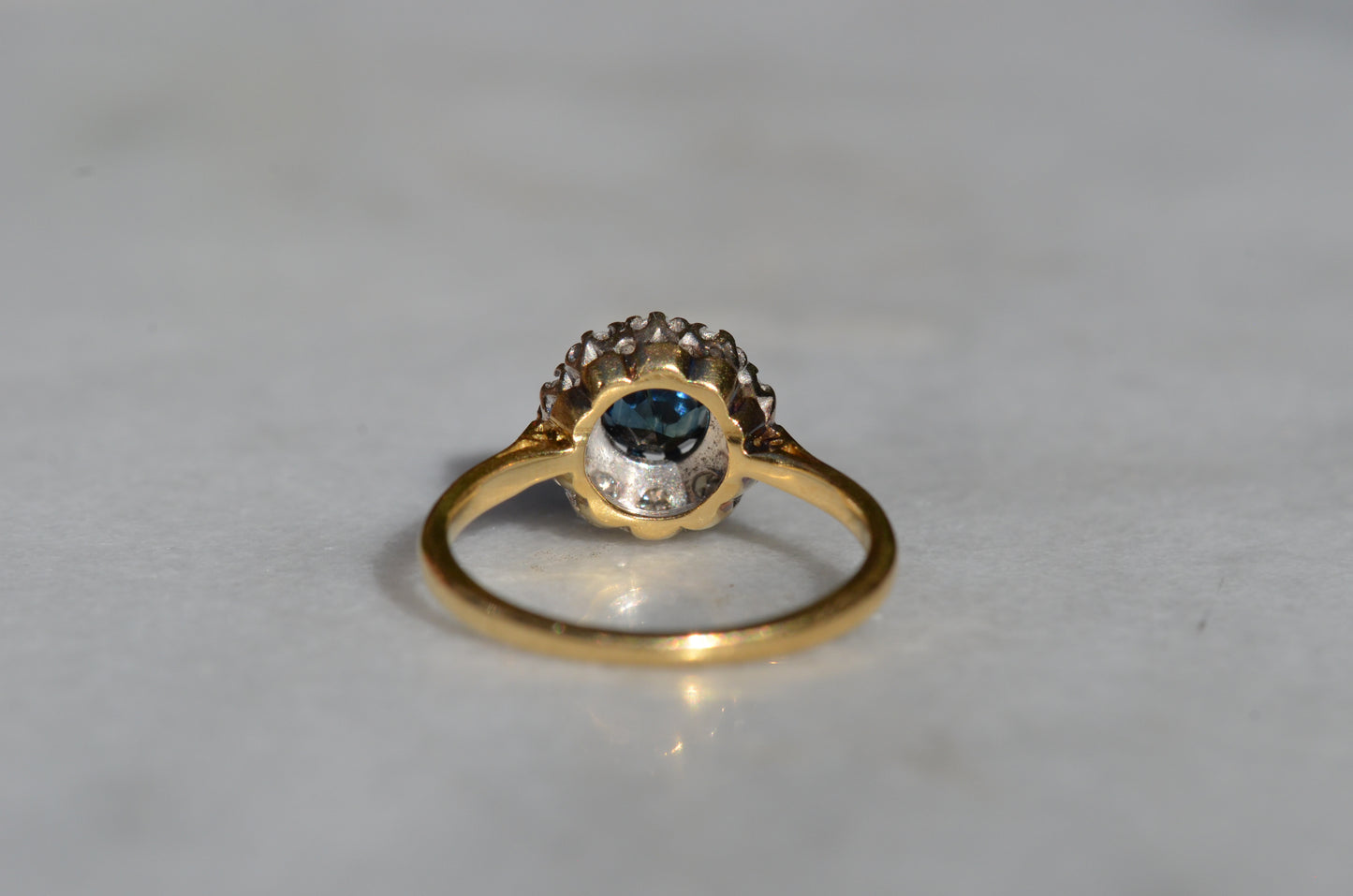 Rich Vintage Sapphire Diamond Halo Ring