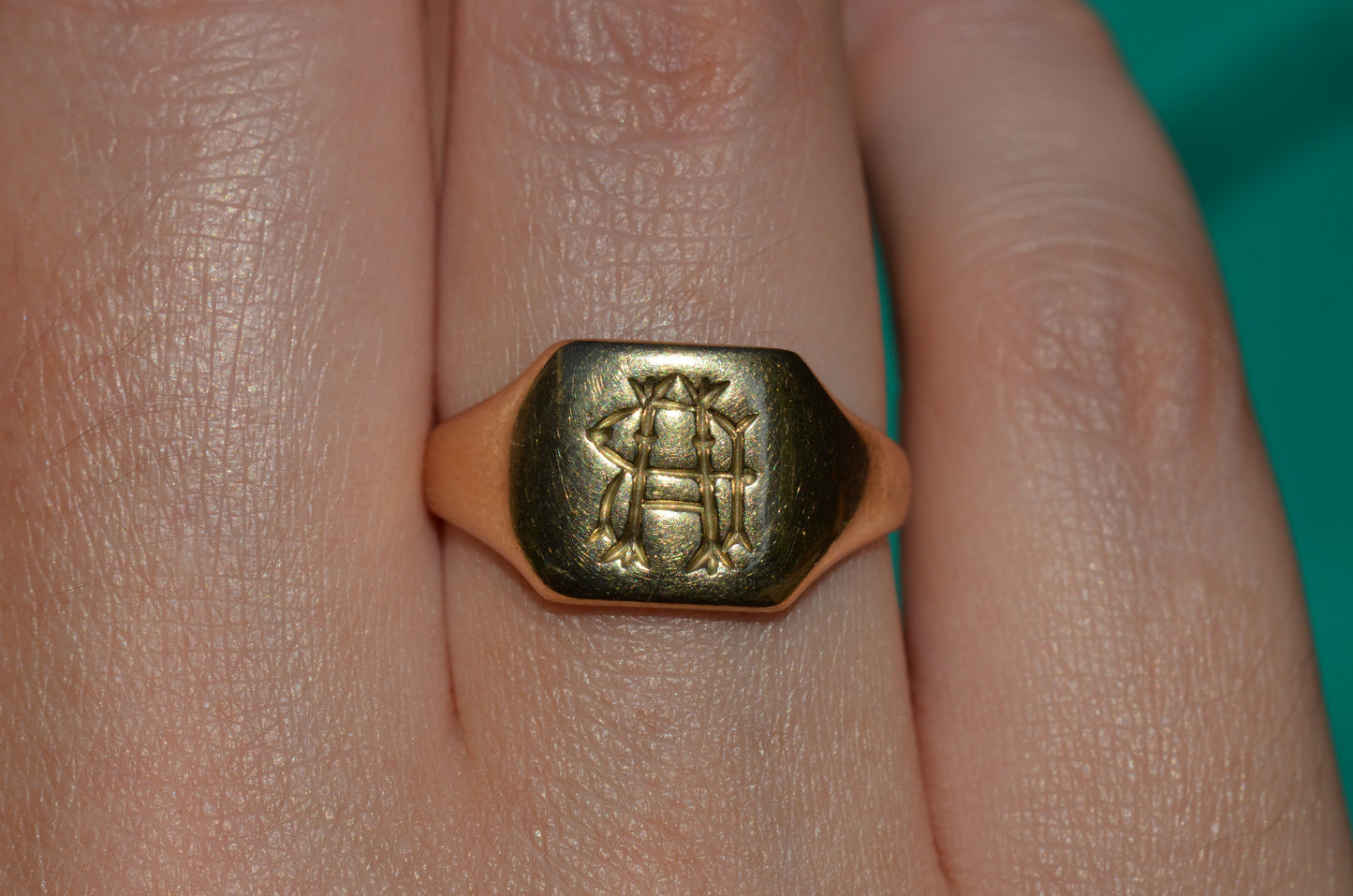 Fancy RH Monogram Signet Ring