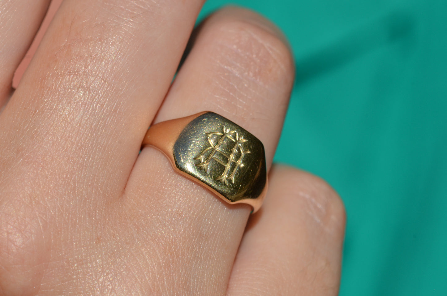 Fancy RH Monogram Signet Ring