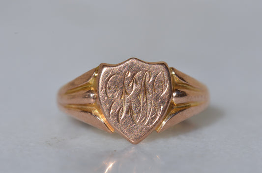 Antique KN Shield Signet Ring