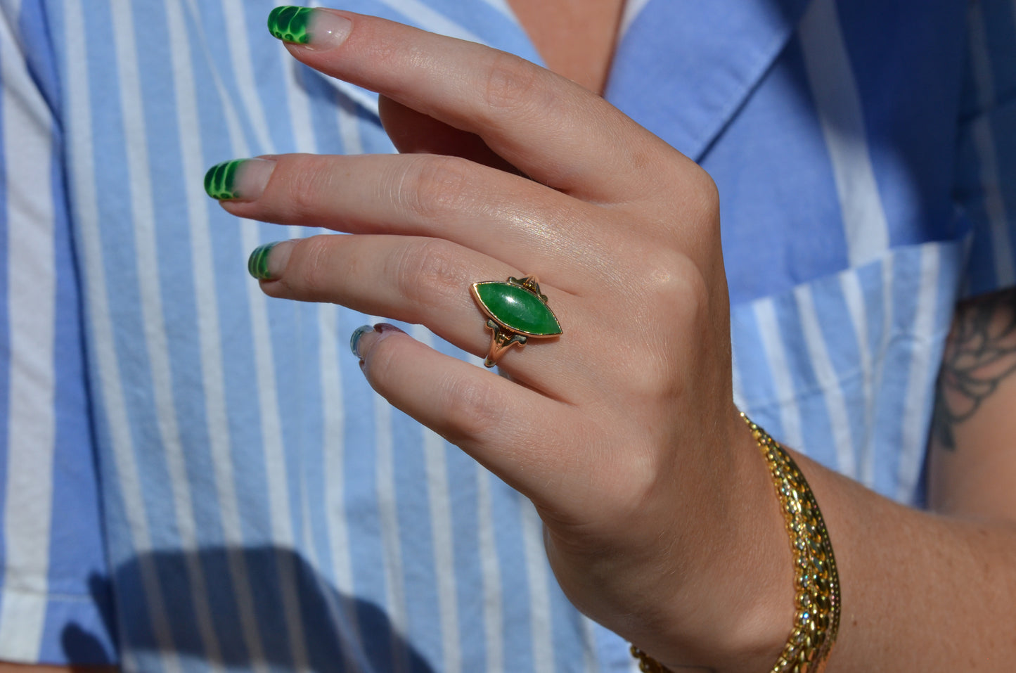 Vintage Marquise Jade Ring