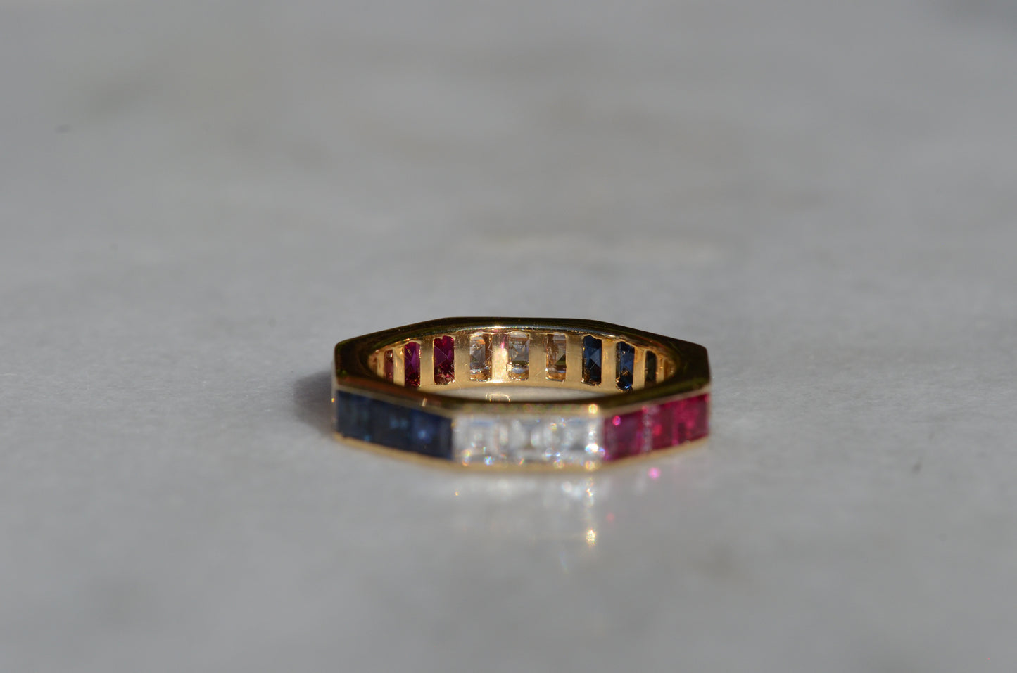 Dazzling Geometric Carré Eternity Ring